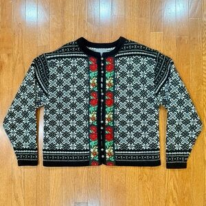 Squaw Valley Cardigan Sweater 100% Wool Women’s Medium Nordic Scandinavian VTG